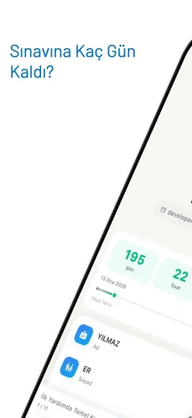 Sınav geri sayımı ve profil bilgileri